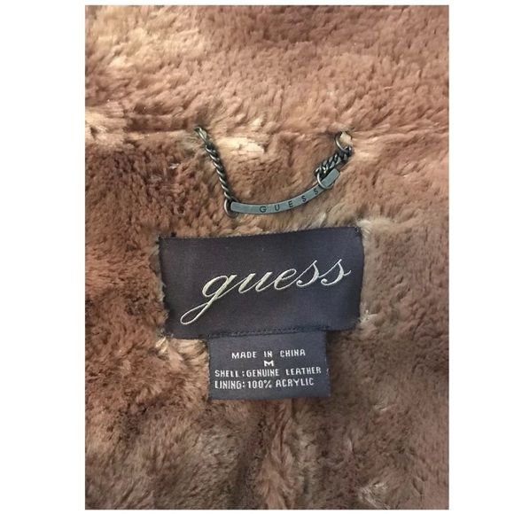 GUESS Jacket Womens Sz M Suede Leather Tan - Picture 3 of 8